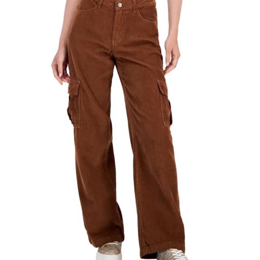 Juniors' Cotton Corduroy‎ Low-Rise Cargo Jeans 3/26
